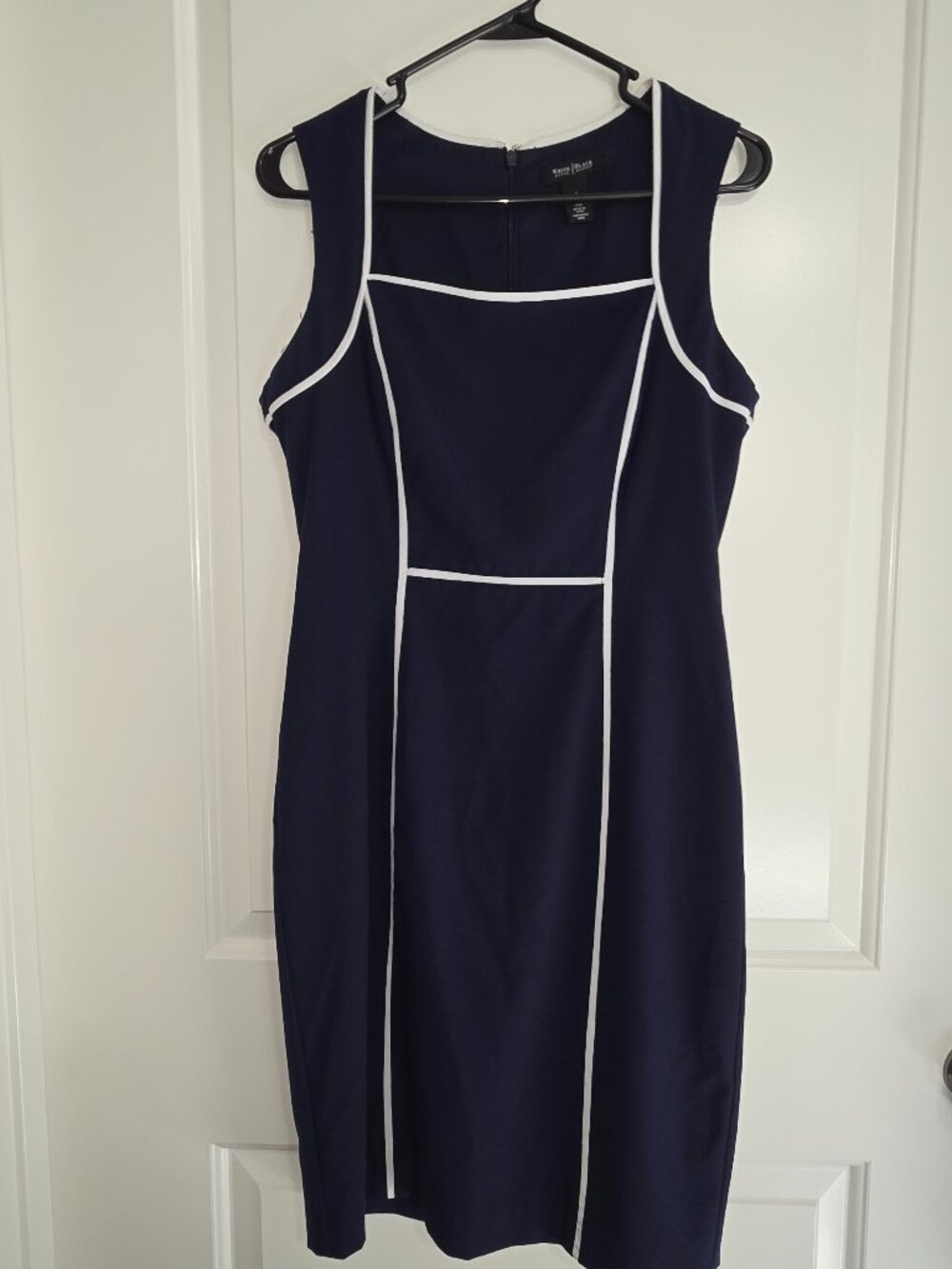 WHBM - Officer Blue Contrast Trim Sheath Dress